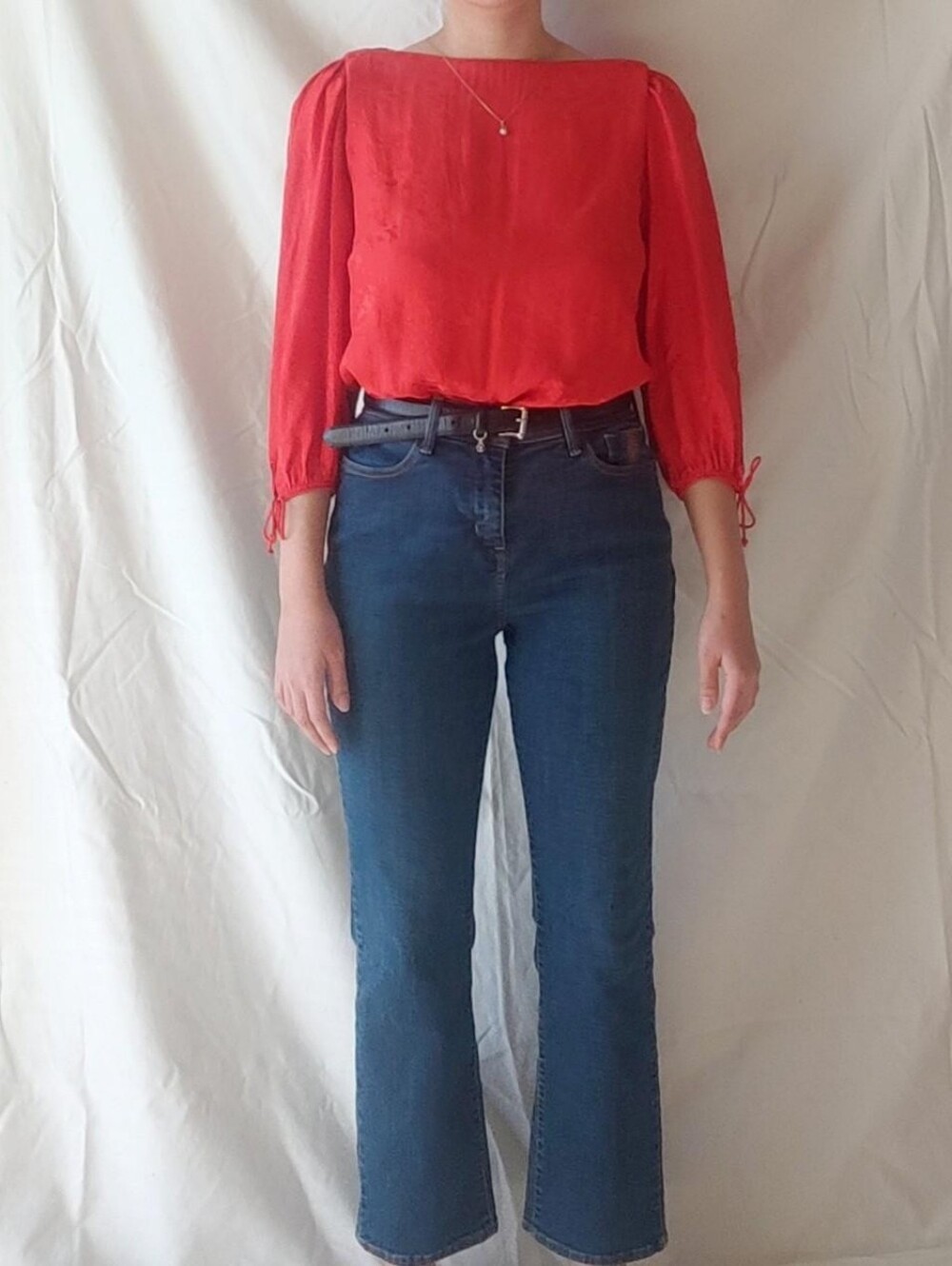 Raul Blanco Red Silk Blouse With Floral Patterns